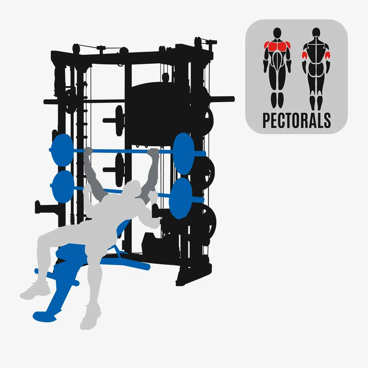 Train your pectorals with the Altas Strength Smith Machine AL-3059 in Vancouver's top gym equipment store.