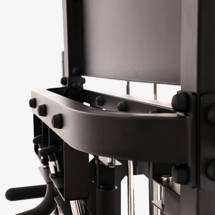 Close-up of Altas Strength Smith Machine AL-3061B showcasing heavy-duty steel construction, ideal for gym enthusiasts in Vancouver.