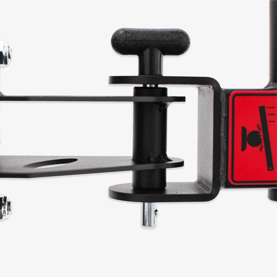 Close-up of ALTAS STRENGTH folding mechanism for AL-3107 Smith Machine, ideal for compact home gym solutions in Vancouver.