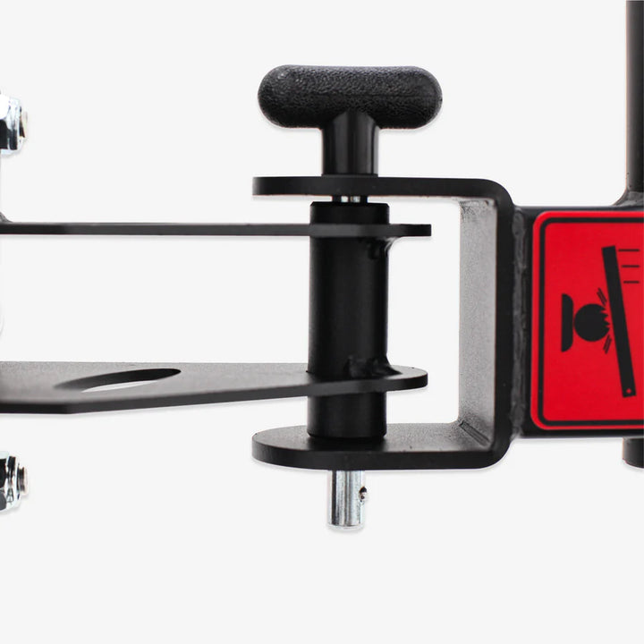 Close-up of ALTAS STRENGTH folding mechanism for AL-3107 Smith Machine, ideal for compact home gym solutions in Vancouver.