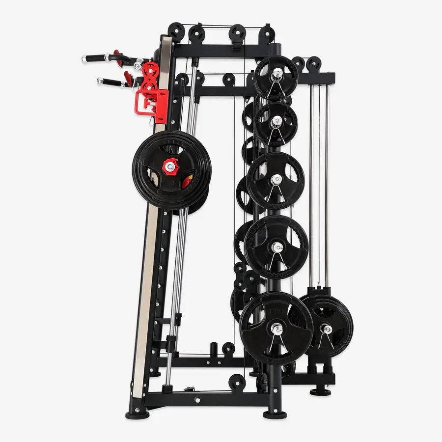 All-steel Smith Machine AL-3000Y with pulley system and weights, perfect for home gym training in Vancouver.
