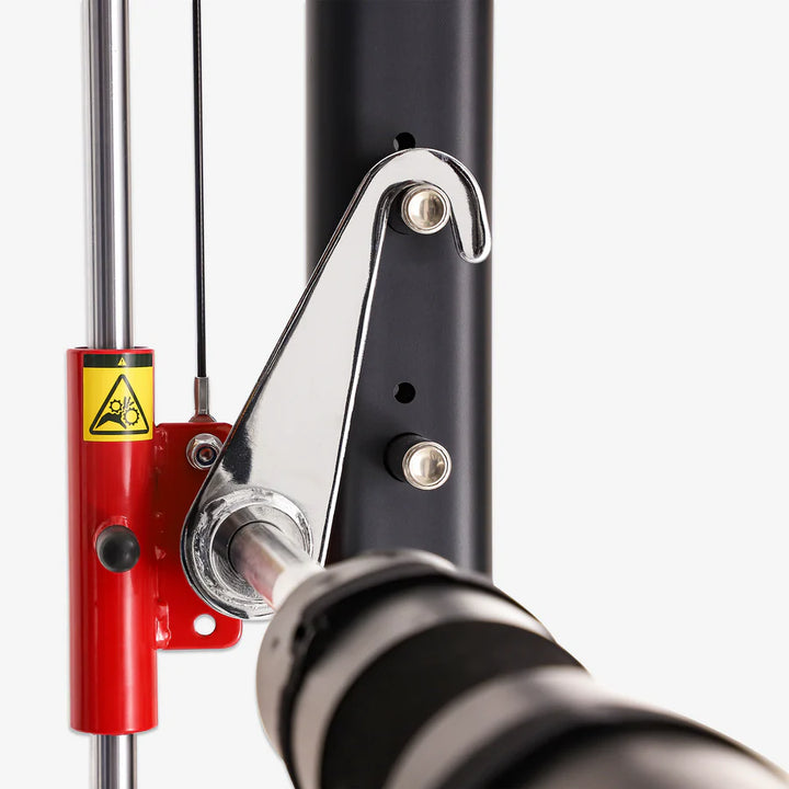Close-up of pulley system on Altas Strength Smith Machine; durable construction for intense workouts in Vancouver.