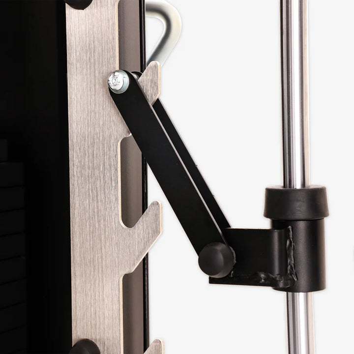 Close-up of the durable mechanism on Altas Strength Smith Machine AL-3061B, perfect for weightlifting at home or gym in Vancouver.
