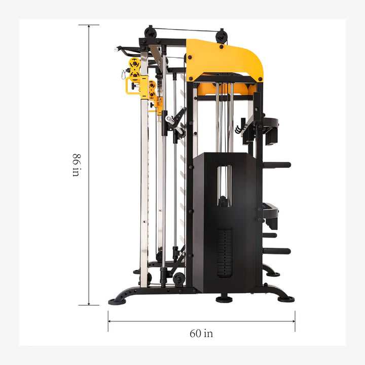 Altas Strength Smith Machine AL-3061B dimensions showing versatile gym equipment for home and commercial fitness in Vancouver.
