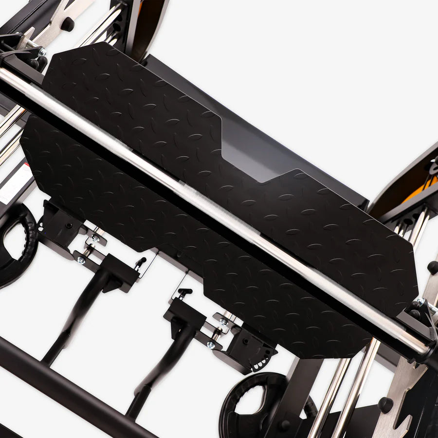 Close-up of Altas Strength Smith Machine AL-3061B footplate, perfect for weightlifting and home gym workouts in Vancouver.