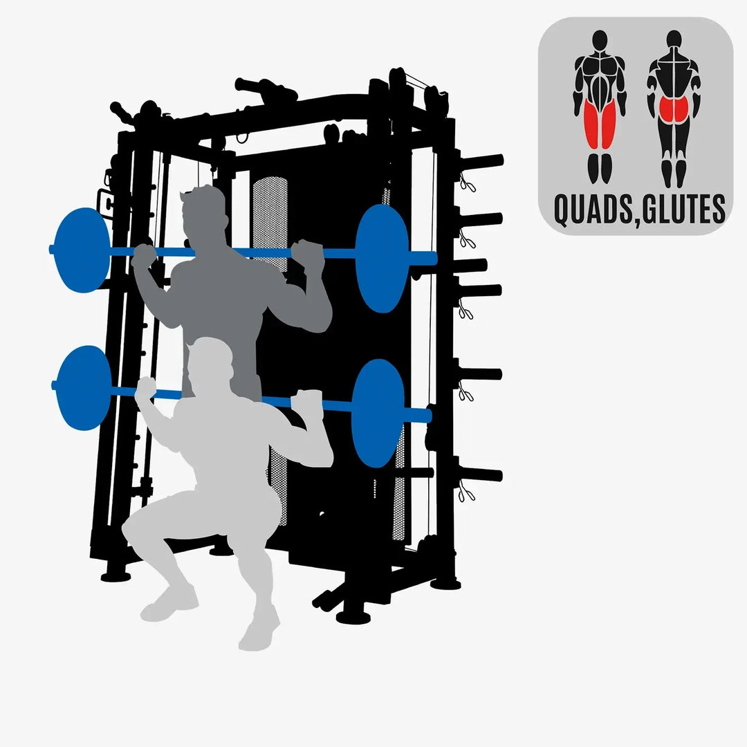 Train with the Altas Strength Smith Machine for quads and glutes, perfect for home gym workouts in Vancouver.