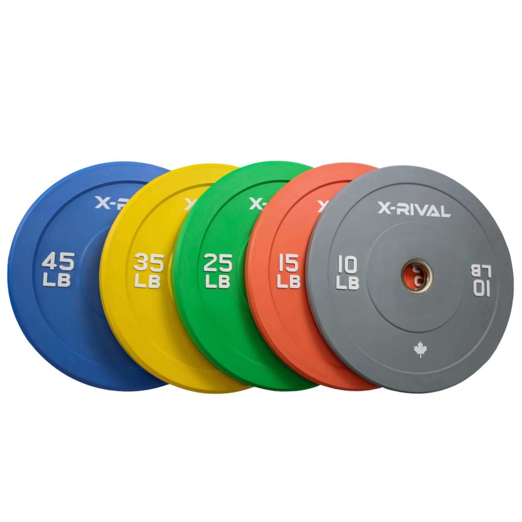 Shop X-RIVAL color bumper plates for vibrant weightlifting gear at your Vancouver fitness store. Ideal for home gym enthusiasts!