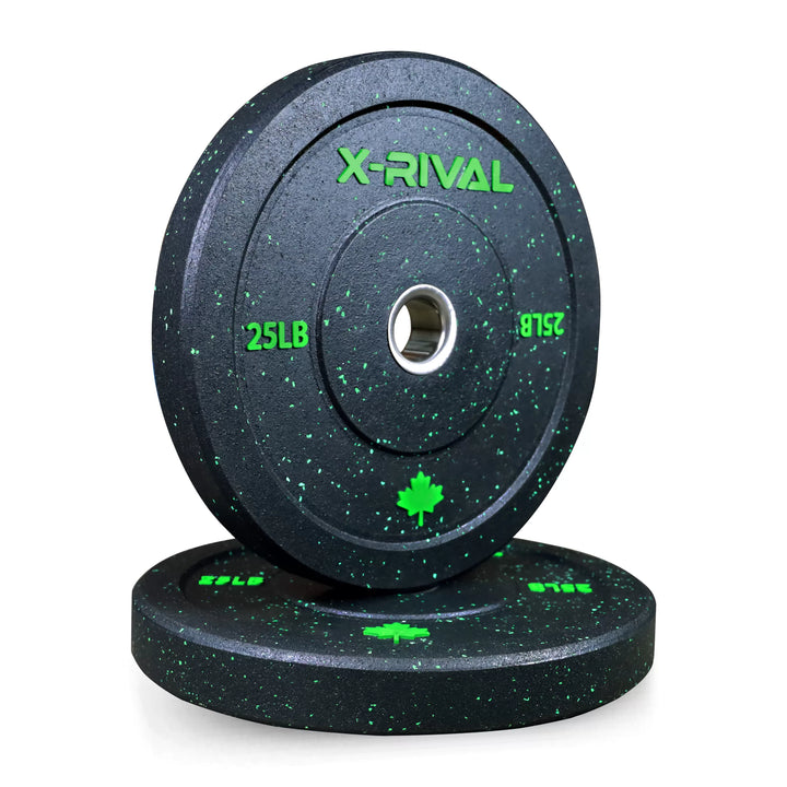 Shop X-RIVAL Crumb Bumper Plates 25LB for your home gym in Vancouver. Eco-friendly fitness equipment with dynamic design.